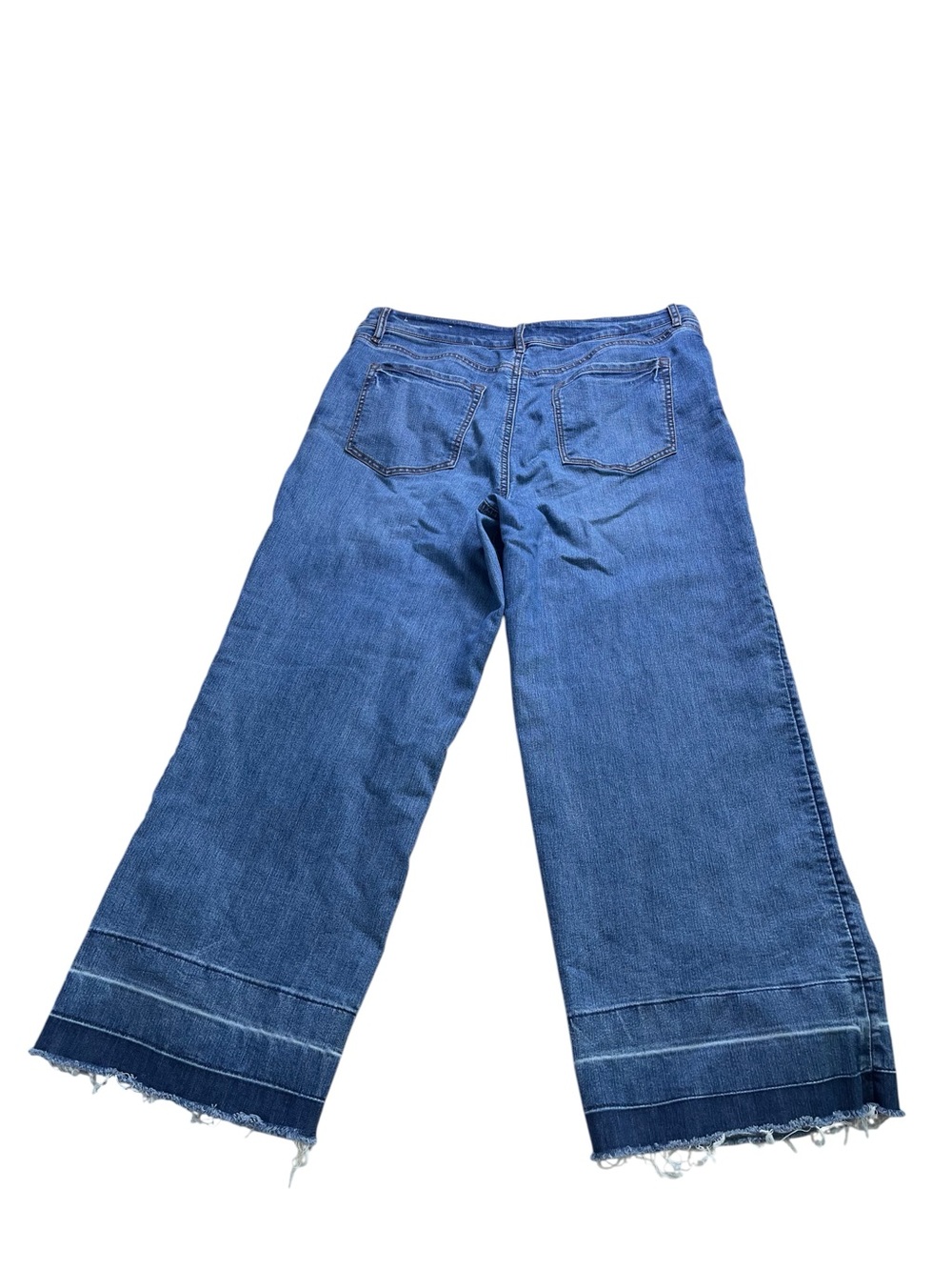 Loft crop wide leg released raw hem jeans Sz 12 - Picture 2 of 9